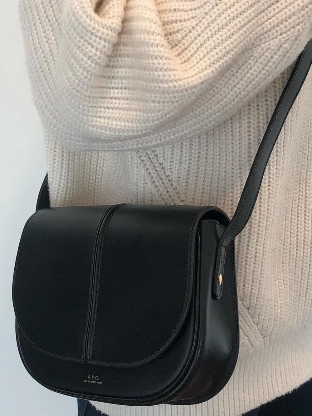 A.P.C. Black Betty Bag – Smooth Calfskin Leather Shoulder / Crossbody Bag